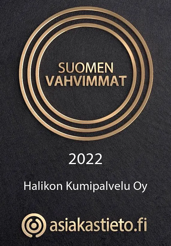 Halikon Kumipalvelu Oy, Suomen Vahvimmat 2022 -sertifikaatti